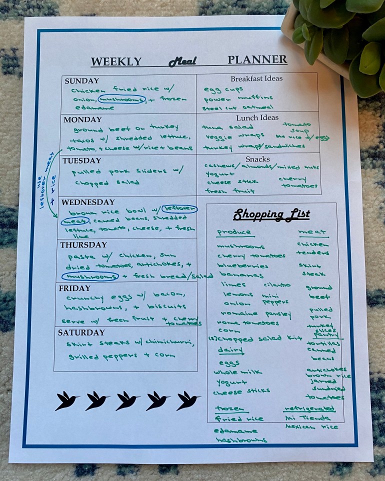 Weekly Meal Plan Sample Week